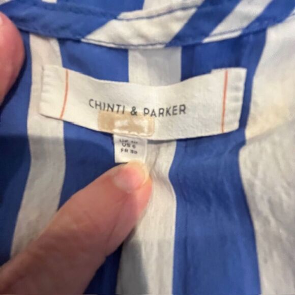 Chinti & Parker Striped Parasol Dress Oversized NO BELT Blue and White Size 6 - Picture 8 of 14
